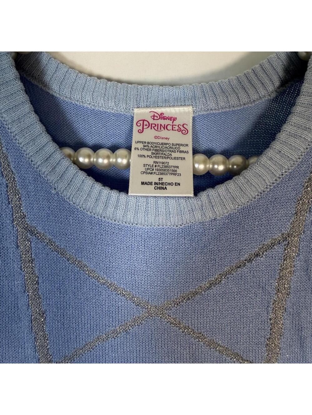 Disney Princess Toddler Girls Cute Blue Cinderella Sweater Dress Size 5T - Picture 6 of 9